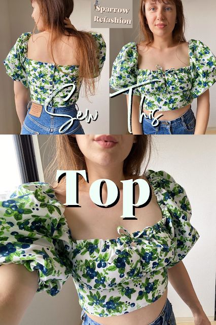 Milkmaid Top Sewing Pattern Free, Crop Top Drawing Reference, Sewing Top Ideas, Free Top Pattern, Diy Bustier Top, Remake Clothes Refashioning, Cute Top Pattern, Crop Top Pattern Sewing, Summer Top Sewing Pattern