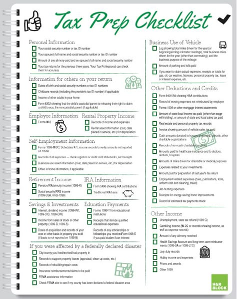 Handy, Printable Tax Prep Checklist | Block Talk - The H&R Block Official Corporate Blog Tax Prep Checklist, Tax Checklist, Tax Organization, Income Tax Preparation, Prep Checklist, Business Tax Deductions, Tax Write Offs, Tax Help, Small Business Tax