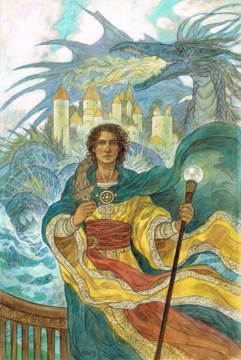 "Wizard of Earthsea" original illustration by Rebecca Guay | rmichelson.com.- sold A Wizard Of Earthsea Art, The Wizard Of Earthsea Ged, Sparrowhawk Earthsea, Earthsea Aesthetic, Earthsea Ged, Earthsea Art, Tales Of Earthsea, Rebecca Guay, Fairy Wizard