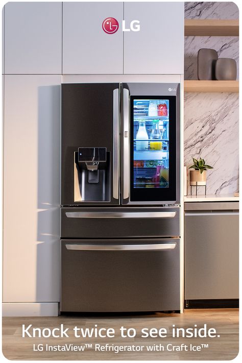 Lg Knock Fridge, Lg Fridge French Door Refrigerator, Luxury Refrigerator, Lg Fridge, French Door Fridge, Fridge Lg, Lg Refrigerator, Japan Decor, Smart Fridge