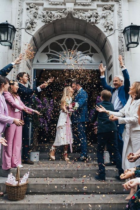 Registry Wedding, Throwing Confetti, Soft Pink Wedding, Town Hall Wedding, Registry Office Wedding, Chelsea Wedding, Wedding Exit, Wedding Readings, Wedding Send Off