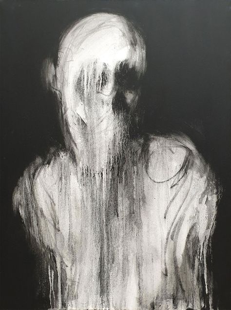 Acrylic painting of a silhouette of a man with the face seemingly melting down the page Dark Paintings, Macabre Art, Haruki Murakami, Scary Art, Ap Art, Creepy Art, Surreal Art, Horror Art, Painting Inspiration