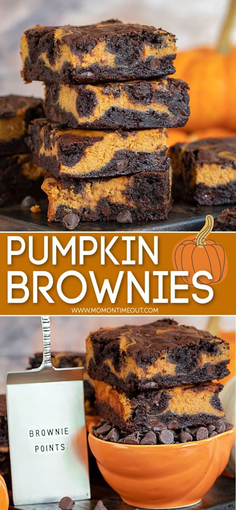 Dessert Favorites, Easy Brownies, Brownies Cheesecake, Pumpkin Brownies, Fall Baking Recipes, Pumpkin Recipes Dessert, Everything Pumpkin, Fall Foods, Pumpkin Everything