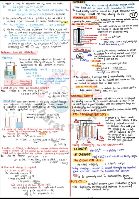 Electrochemistry Formula Sheet, Electro Chemistry Notes, Electrochemistry Notes Class 12, Electrochemistry Notes, Chemistry Formulas, Chem Notes, Formula Sheet, Biochemistry Notes, Neet Notes