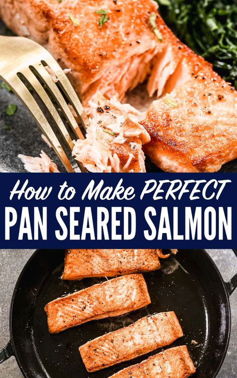 How to make easy, perfect pan seared salmon. The easy tips you need to cook restaurant-style pan fried salmon at home. The best healthy salmon recipes for fast dinners and a great dinner party recipe too! Salmon Recipes Pan, Salmon Recipe Pan, Seared Salmon Recipes, Salmon Recipes Pan Seared, Well Plated, Dinner Simple, Cook Fish, Pan Fried Salmon, Rasa Malaysia