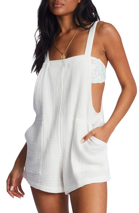 Free People Romper, College Clothes, Fitted Romper, Obx Dr, Short Romper, Double Gauze Fabric, Billabong Women, Romper Outfit, Crystal White