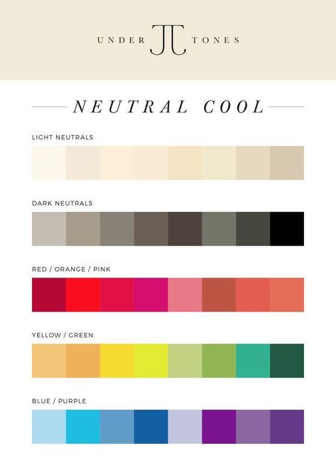 Neutral Tones Fashion, Cold Skin Tone, Wardrobe Color Guide, Skin Palette, Neutral Skin, Deep Autumn Color Palette, Neutral Skin Tone, Deep Winter Colors, Olive Undertones