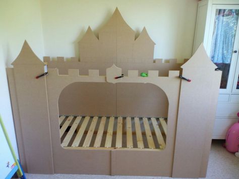 Diy Castle Bed, Princess Kids Room, Playhouse Plan, Kallax Hack, Castle Bed, Cardboard Castle, Diy Bunk Bed, Kids Loft, Princess Bed