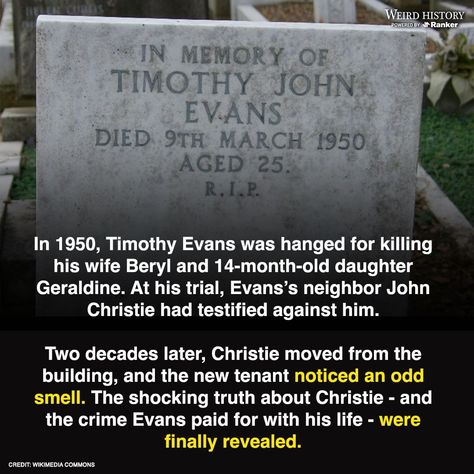 Stories from history come in all shapes and sizes. Some are feel-good tales and may make you smile. Others are literal tear-jerkers, while still others simply expand your pool of knowledge with little to no reaction. Then there are terrifying stories about historical events and people that are so awful, they don't even seem like they could be real. For the st... #historyhorrors #terrifyingtales #chillingtruestories #bizarrehistory #unnervingevents #historicalnightmares #reallifefears #horridpast Weird True Stories, True Creepy Stories, Real Life Horror Stories, Creepy History, No Reaction, Terrifying Stories, Haunting Stories, Awful People, Scary Tales