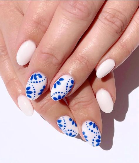 Europe Nails, Short Summer Nails, Cruise Nails, Blue And White Nails, Simple Gel Nails, Summery Nails, Her Nails, Classy Acrylic Nails, Cute Gel Nails