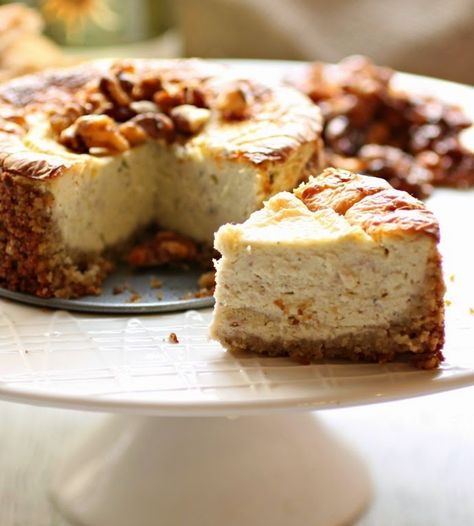 Savory Cheesecake with Honeyed Walnuts Savory Cheesecakes, Savoury Cheesecake, Catering Appetizers, Savory Cheesecake, Savory Tarts, Savory Cheese, Catering Options, Savory Tart, Savory Pies