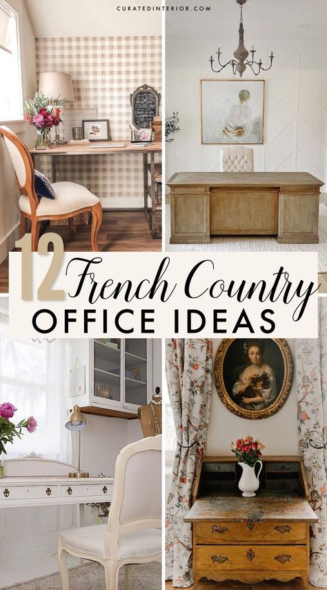 French Country Executive Desk, Modern French Office Decor, French Provincial Home Office, French Country Office Decor Work Spaces, Home Office French Country, French Office Design, French Country Home Office Ideas, French Inspired Office, Modern French Country Office