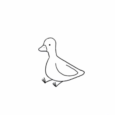 Cute Easy Duck Drawing, Sitting Duck Drawing, Cartoon Goose Drawing, Goose With Knife Drawing, Duck Stick And Poke, Goose Cute Drawing, Tiny Duck Drawing, Embroidered Duck Simple, Goose Line Art