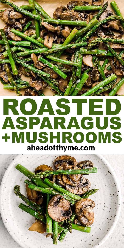 Roasted Asparagus And Mushrooms, Sheet Pan Vegetables, Crisp Asparagus, Oven Baked Asparagus, Vegan Sheet Pan, Easter Luncheon, Veggies Roasted, Asparagus Side, Asparagus Side Dish