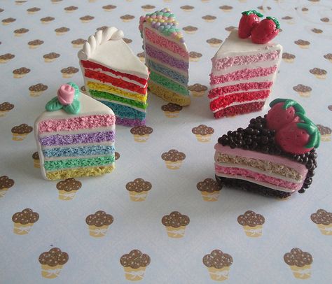 Polymer Clay Cake Slices by Kathryn1117, via Flickr Clay Cake, Cake Slices, Polymer Clay Cake, Miniature Cake, Polymer Clay Diy, Clay Pot Crafts, Polymer Crafts, Cute Polymer Clay, Polymer Clay Miniatures