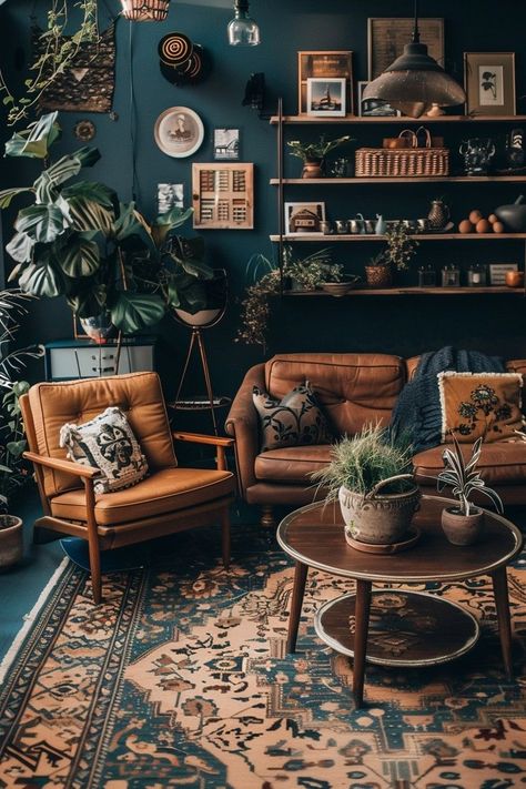 Boho Home Renovation, Dark Rustic Living Room, Dark Boho Living Room, Boho Living Room Inspiration, Moody Living Room, Earthy Living Room, Dark Boho, Moody Decor, Girl Cave