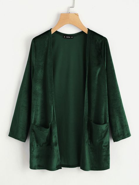 Velvet Shirt Outfit, Velvet Coat Women, Velvet Jackets Women, Long Green Coat, Velvet Cardigan, Velvet Sweater, Coats Women, Velvet Coat, Women Coats