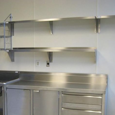 AmGood Supply Stainless Steel Commercial Stainless Work Tables Restaurant Equipment - Get Decluttered Now! Commercial Kitchen Shelving, Metal Shelves Kitchen Stainless Steel, Stainless Steel Kitchen Wall Shelves, Small Commercial Kitchen Design, Small Commercial Kitchen, Stainless Steel Benchtop, Stainless Steel Kitchen Table, Stainless Steel Kitchen Shelves, Tables Restaurant