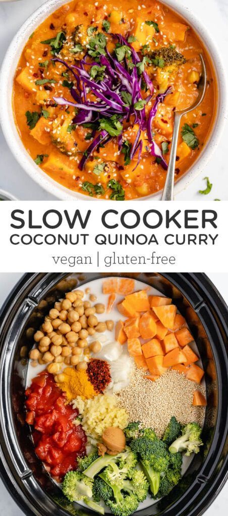 Plant Based Slow Cooker Recipes Healthy, Healthy Slow Cooker Meals Vegetarian, Tofu In Slow Cooker, Crockpot Vegan Curry, One Pot Vegan Curry, Vegan Sweet Potato Crockpot Recipes, Gut Healthy Slow Cooker Recipes, Vegan Slow Cooker Dump Meals, Vegan Stew Recipes Slow Cooker