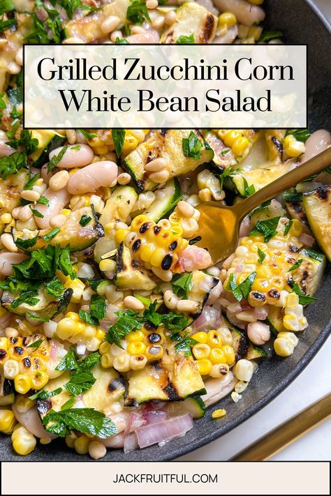 Grilled Zucchini & Corn White Bean Salad is a NEW recipe from Jackfruitful Kitchen.

Visit jackfruitful.com to view the whole recipe! Zucchini Corn Salad, Summer Harvest Salad, Salad With White Beans, Zucchini Corn, Salad Inspiration, Summer Zucchini, White Bean Salad, Harvest Salad, Bean Salad Recipes