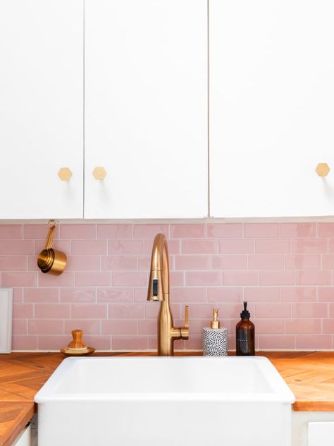 Copper tile backsplash