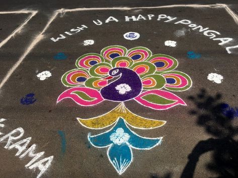 A Colourful road in Telengana! - Travel Twosome Rangoli Designs On Road, Road Rangoli Designs, Simple Rangoli Designs Easy, Rangoli Designs Beautiful, Drawing Rangoli, Colourful Rangoli, Rangoli Designs Easy, Indian Rangoli Designs, Diy Crafts Gift