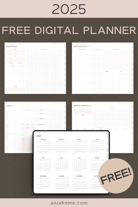 Free Goodnotes Templates 2025, Anja Home Digital Planner, PDF great for Goodnotes, Notability Free Goodnotes Templates, Free Goodnotes Planner, Weekly Planner Book, Planner Monthly Layout, Exam Planner, Weekly Planner Print, Free Digital Planner, Free Planner Templates, Free Printable Planner