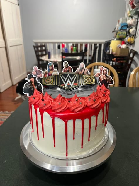 Wwe Birthday Cakes For Boys, Wwe Birthday Party Ideas Cake, Wwe Cake Ideas, Wwe Cupcakes, Wrestling Birthday Cakes, Wwe Birthday Cakes, Wwe Birthday Party Ideas, Birthday Cake For Brother, Wwe Cake