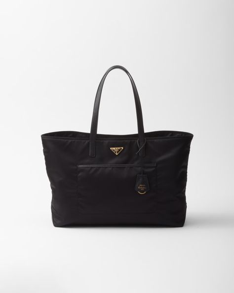 Black Prada Re-edition 1978 Large Re-nylon And Saffiano Leather Tote Bag | PRADA Prada Tote Bag, Prada Re Edition, Prada Collection, Leather Tote Bag Women, Bag Prada, Large Leather Tote Bag, Prada Nylon, Black Leather Tote Bag, Nylon Tote Bags