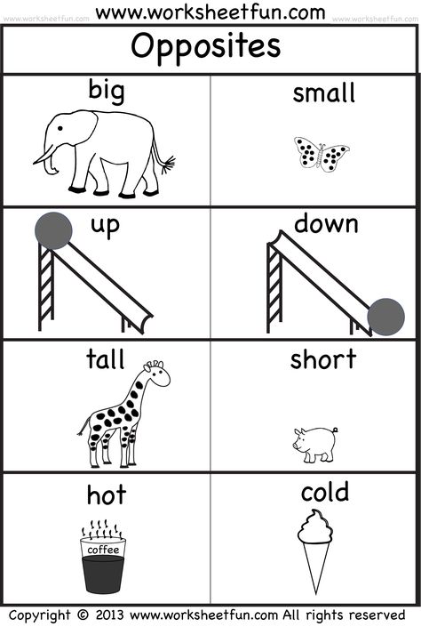 opposites_pictures_wfun_2 Opposites Preschool, Opposites Worksheet, Bahasa Melayu, English Lessons For Kids, School Worksheets, Preschool Printables, Preschool Learning Activities, Preschool Math, Preschool Learning