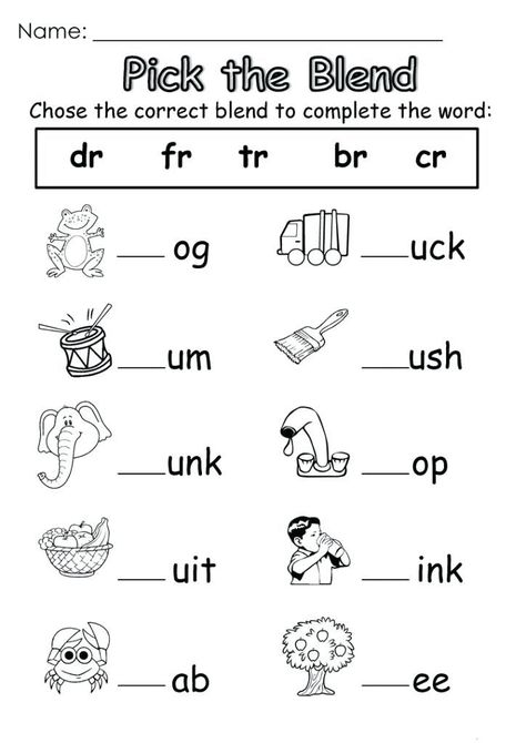 Correct Blend - Kindergarten English Worksheets Kindergarten English Worksheets, Consonant Blends Worksheets, B And D, Blends Worksheets, Kindergarten Phonics Worksheets, English Worksheets For Kindergarten, Kindergarten Reading Worksheets, First Grade Worksheets, English Phonics