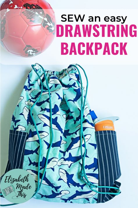 Diy Drawstring Backpack, Drawstring Backpack Pattern, Diy Rucksack, Drawstring Bag Diy, Sewing Beginners, Backpack Pattern Sewing, Backpack Sewing, Backpack Diy, Kids Drawstring