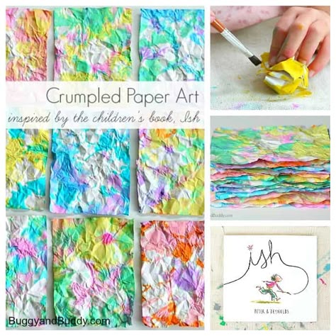 Crumpled Paper Art, Peter Reynolds, Crumpled Paper, Classroom Art, Art Activity, Art Projects For Kids, Art Camp, Kindergarten Art, Art Activities For Kids