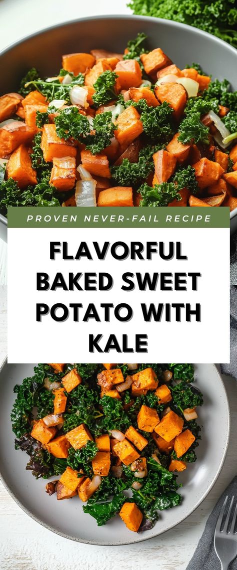 Image for Flavorful Baked Sweet Potato with Kale Whole 30 Recipes Sweet Potato, Whole 30 Kale Recipes, Fish And Sweet Potato Recipes, Sweet Potato And Spinach Recipes, Kale Sweet Potato Recipes, Sweet Potato And Kale Recipes, Meals With Sweet Potatoes Dinners, Kale And Sweet Potato Recipes, Sweet Potato Recipes Side Dishes