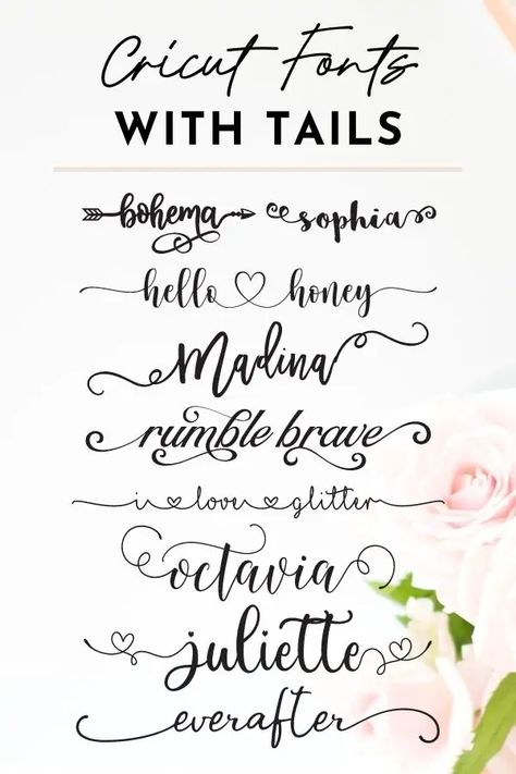 Breathtaking Calligraphy Fonts for Cricut That Will Make Your Jaw Drop Fonts With Tails, Free Fonts For Cricut, Vinyle Cricut, Silhouette Cameo 4, Idee Cricut, Best Fonts, Cricut Explore Projects, Cricut Wedding, Free Cricut