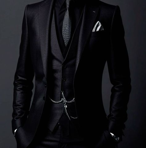 Black Male Suit Aesthetic, Aristocrat Suit Men, Mens Halloween Wedding Suits, Goth Mens Suit, Men In Suit Aesthetic Dark, Fancy Men Aesthetic, Wedding Suits All Black, Gothic Suits For Men, Rocker Groom Attire