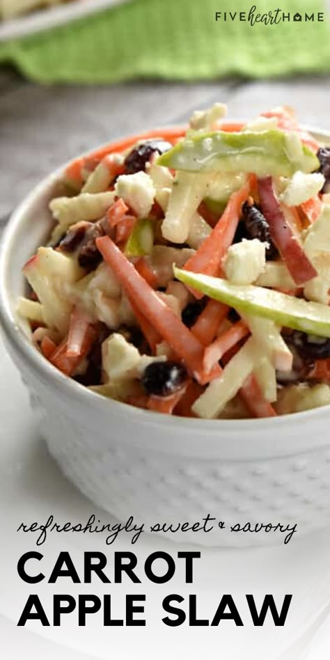 Carrot Salad Recipes Easy, Carrot Apple Slaw, Carrot Slaw Recipe, Tart Savory, Salad For Summer, Creamy Salad, Carrot Salad Recipes, Carrot Slaw, Coleslaw Recipe Easy