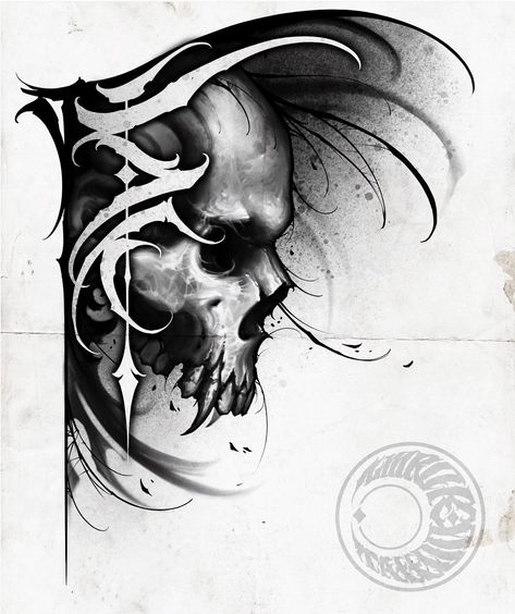 Demon Skull Tattoo Design, Drawing Ideas Tattoo, Skulls Sketch, Tattoo Drawing Ideas, Tattoo Crane, Gotik Tattoo, Evil Skull Tattoo, Skull Art Tattoo, Skull Sleeve Tattoos