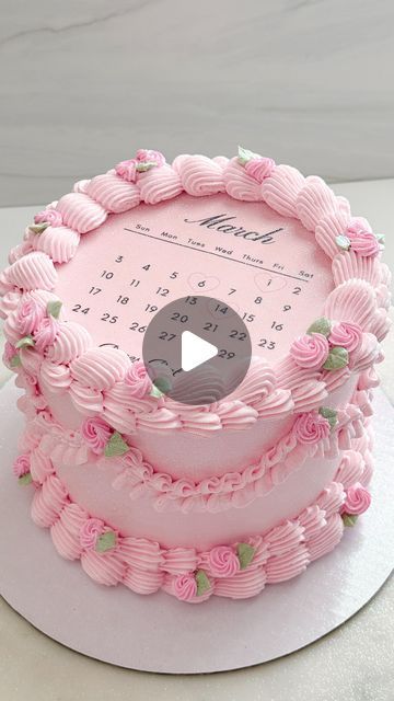 @sugarbarsweets on Instagram: "quick little bts on the viral calendar cake 📆🌸 I make the calendar and edible image myself for everyone asking!  Using Wilton 4B, 70, 32 for borders & my Amazon glitter pump.  • • • • #cakes #calendercake #occakes #caketutorial #buttercream #heartcake #viralcakes #orangecounty #cakedecorating #cakeart #cakedesign #cakedecorator #cakedecoration #pinterestcake #buttercreamfrosting" Calendar Cake Ideas, Calender Cake Birthday, Calendar Cake Design, Calendar Cake, Birthday Cake For Husband, Cake For Husband, Pinterest Cake, Cake With Flowers, Birthday Cake With Flowers