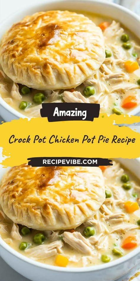 Craving a classic dish with a modern twist? This Crock Pot Chicken Pot Pie Recipe brings the flavors of home-cooked comfort food right to your table with minimal effort. Don’t forget to save this recipe for your next cozy dinner night; it’s a must-have in your collection of Crockpot Recipes! Chicken Pot Pie Recipe Crockpot, Easy Chicken Pot Pie Soup, Easy Crock Pot Chicken, Pot Pie Recipe Easy, Best Crockpot Chicken, Slow Cooker Chicken Pot Pie, Turkey Pot Pie Recipe, Crockpot Chicken Pot Pie, Best Chicken Pot Pie