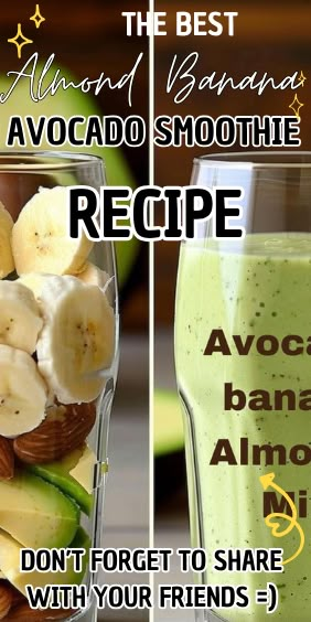 Banana Smoothy Recipes, Almond Milk Banana Smoothie, Coffee Avocado Smoothie, Heart Health Smoothies, Almond Banana Avocado Smoothie, Frozen Avocado Smoothie, Smoothies With Avocado Healthy, Almond Smoothie Recipes, Avocolada Smoothie Recipe