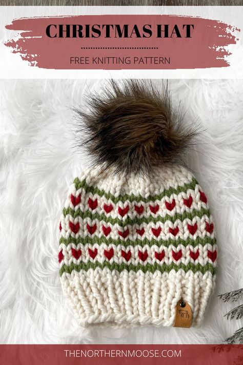 Christmas Hat Knitting, Hat Knitting Patterns Free, Fair Isle Hat Pattern, Christmas Knitting Patterns Free, Beanie Knitting Patterns Free, Knit Beanie Pattern, Hat Patterns Free, Hat Knitting Pattern, Knitting Patterns Free Hats