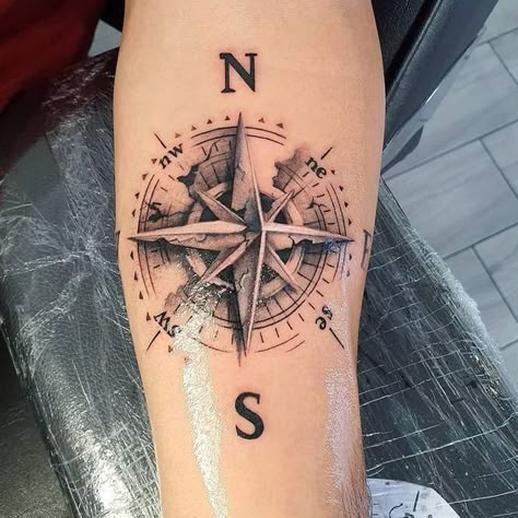 Compass Calf Tattoo Men, Compass Men Tattoo, Men’s Compass Tattoo, Compas Tattoo Designs Men, Compass Tattoo Design Men Forearm, Nautical Compass Tattoo Men, Rose Des Vents Tattoo, Compas Tattoo Designs, Men Compass Tattoo Ideas