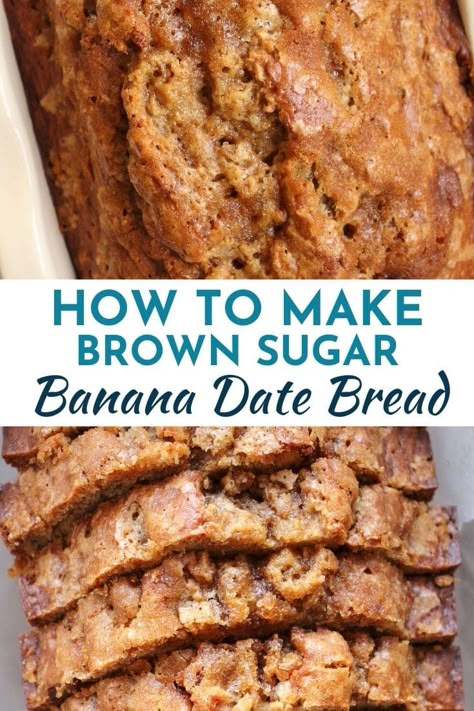 Banana Date Walnut Bread, Banana Bread Dates, Banana Date Loaf Recipe, Recipes With Bananas And Dates, Banana Bread With Dates Recipe, Banana And Date Cake, Banana Date Loaf, Date And Banana Recipes, Banana Date Bread Recipes