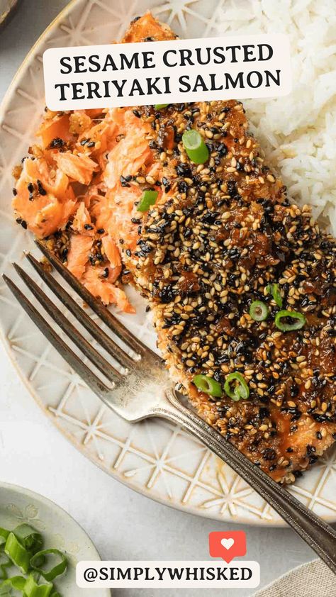 Salmon Sesame Seeds, Sesame Crusted Salmon, Seafood Sides, Sesame Salmon, Fresh Green Salad, Salmon Fillet Recipes, Lent Ideas, Fillet Recipes, Main Meal Ideas