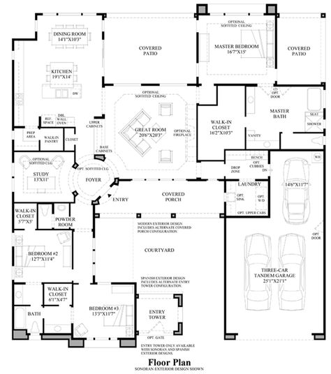 ESTILO  | tollbrothers.com Toll Brothers Homes Floor Plans, 2700 Sq Ft House Plans, Lake House Floor Plans, Toll Brothers Homes, Large Covered Patio, Plan Floor, Room Concept, Community Amenities, Courtyard House Plans