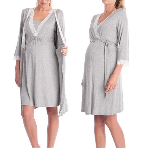 Lace Sleepwear, Maternity Nightwear, Pregnancy Clothes, Maternity Sleepwear, Deep V Dress, Mother Shirts, Women Nurse, Pajama Dress, Women's Robe