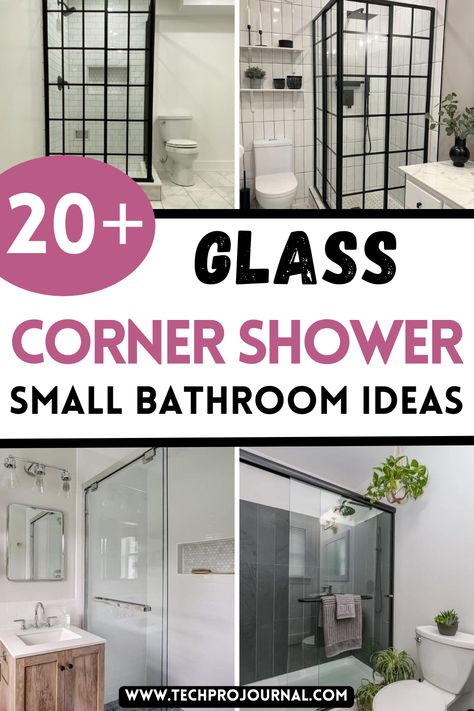 Want to open up your small bathroom? Glass corner showers create a spacious look while saving room. Discover glass sleek designs and clever layouts that bring light and style into your small bathroom. Corner Shower Small Bathroom, Shower Small Bathroom Ideas, Shower Small Bathroom, Corner Shower Ideas, Glass Corner Shower, Glass Shower Wall, Beautiful Small Bathrooms, Small Bathroom With Shower, Standing Shower