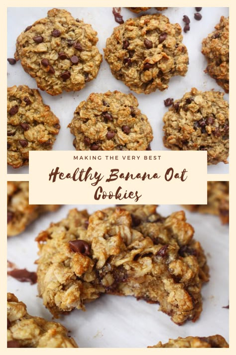 Oat Banana Cookies, Banana Oats Cookies, Healthy Oat Cookies, Oats Cookies, Banana Oat Cookies, Healthy Cookie, Banana Oatmeal Cookies, Banana Oat, Cookies Healthy