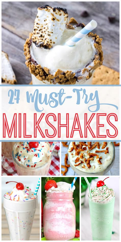 Must Try 27 Best Milkshake Recipes At Home Milkshake Recipes, Toasted Marshmallow Milkshake, Cool Milkshake Ideas, Gourmet Milkshake Ideas, Copycat Milkshake Recipes, Creative Milkshake Ideas, Types Of Milkshakes, Milkshake Flavor Ideas, Milkshake Flavors List